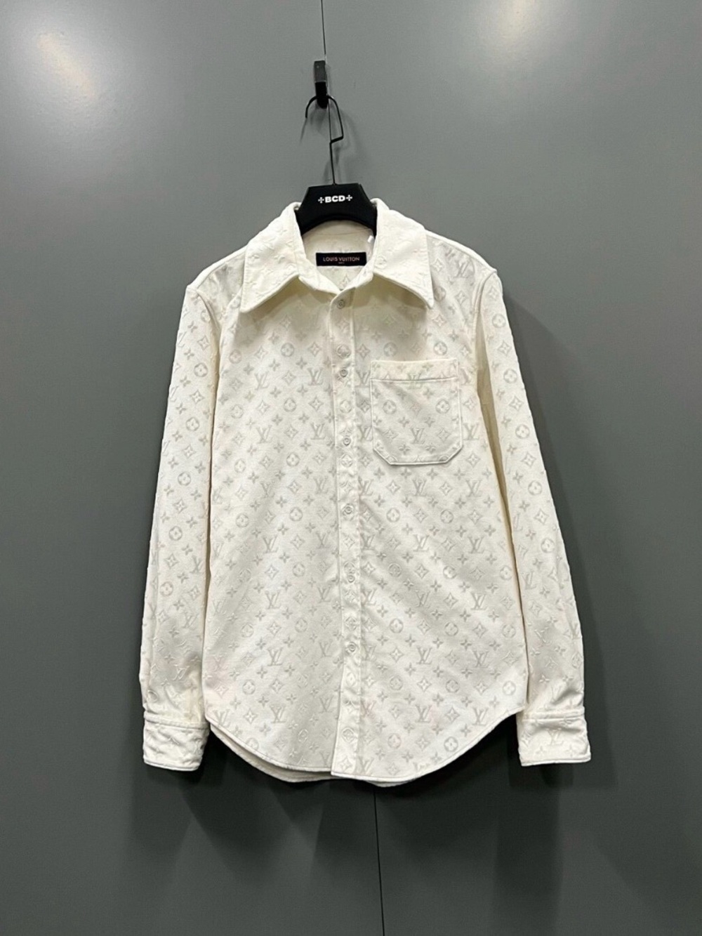 Louis Vuitton Men's Off-White Embossed Monogram Button-Down Shirt